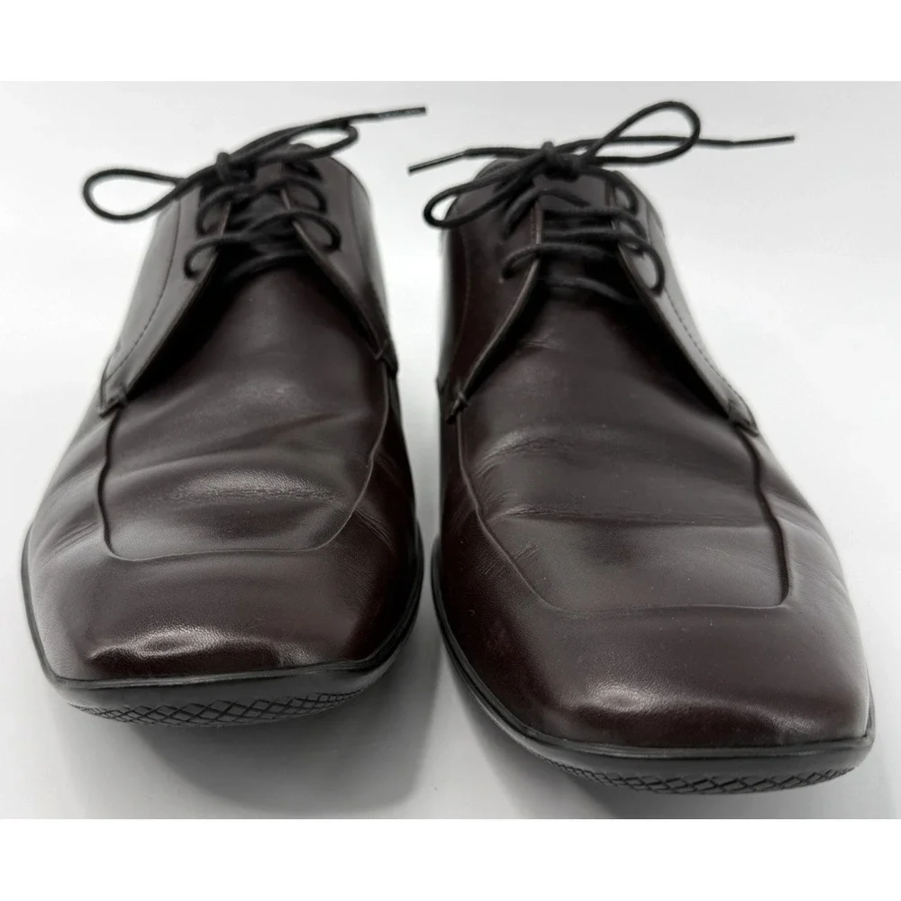 Prada Dress Shoes Men 8 Burgundy‎ Oxblood Leather Square Toe Derby Italy